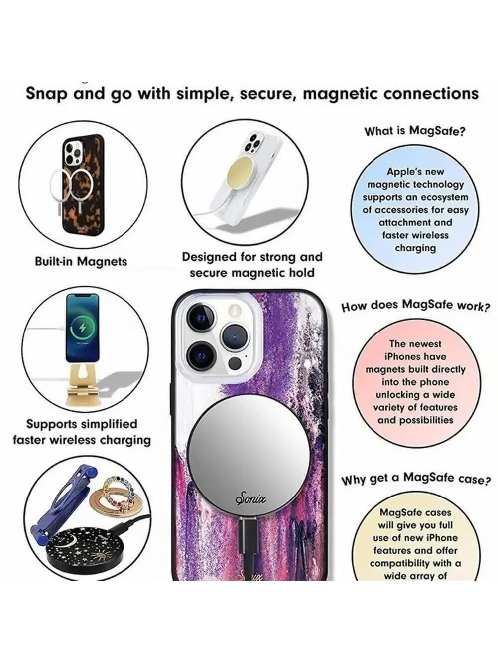 Apple iPhone 13 Pro Max / iPhone 12 Pro Max Case MagSafe Purple Rain Sonix NEW